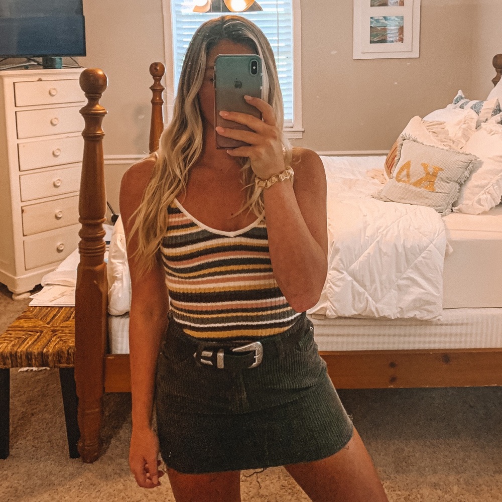 URBAN OUTFITTERS BDG Green Corduroy Mini Skirt